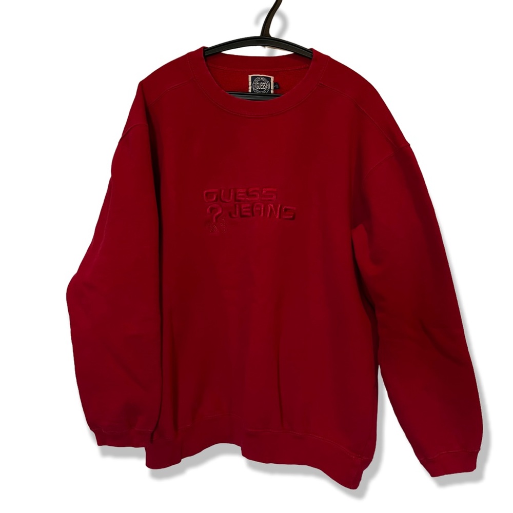 Vintage Guess Embroidered Red Sweatshirt  90s Y2k 2000s Large